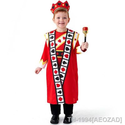 AEOZAD โป๊กเกอร์ Kingdom Red King Costume Set สำหรับ Crianças Fairy Tale Role-Playing Performance Halloween Traje