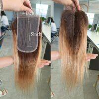 Ombre Blonde 4x5x1 T Lace Middle Part Transparent Lace Black 4x1 Lace Closure 8-18 inch Straight Hair Remy Human Hair MOGUL HAIR