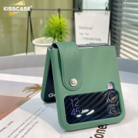 KISSCASE หรูหราธรรมดาสีหดสายรัดข้อมือกรณีโทรศัพท์สำหรับ S Amsung G Alaxy Z พลิก4กรณี Flip4 5กรัมผิวง่ายพับกันกระแทกฝาครอบป้องกันสำหรับ Z พลิก4เชลล์