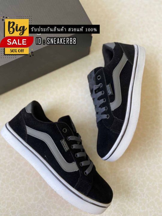 sale50-vans-old-skool-กัมมะยี่-สีดำ-แดง-รองเท้าผ้าใบ-รองเท้าแฟชั่น-รับประกันคุณภาพ