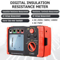 keykits- Digital Insulation Resistance Tester with LCD Backlight Display DC 250V/ 500V/ 1000V AC 750V Multifunction Insulation Resistance Meter Kit with Strap/ Protective Lid/ Cloth Bag