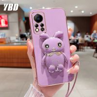 เคสโทรศัพท์มือถือ YBD สำหรับ Infinix Hot 11S NFC พวงกุญแจกระต่ายน้อยลายการ์ตูนน่ารักขอบตรงนิ่มเคสส่งสายคล้องซิลิโคน