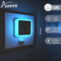 Auoyo LED Night Light Bed Light Sensor Wall Lights Auto On/Off Night Lights Bedside Lamp Bedroom Nightlight Smart Lighting Energy Saving Light Plug &amp;a