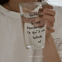 Visual Effect Full Score Vlog Shooting Simple French Letters Straw Glass Water Cup Milk Cup Coffee Cup Large Capacity