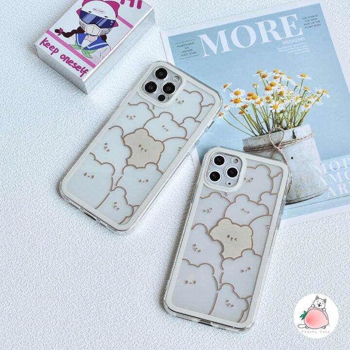 เคสโทรศัพท์โปร่งใสหมีเต็มน่ารักสำหรับ-iphone-14-13-12-11-pro-max-xr-xs-x-7-8-plus-se-2020เคสโทรศัพท์หลัง-tpu-นิ่มใส