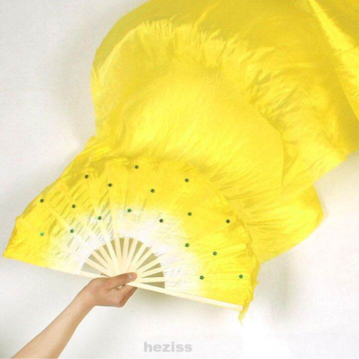 Dancing Silk Fan Chinese Handmade Bamboo Veils Dance Long Fans Multi ...