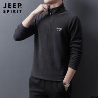 ฤดูใบไม้ร่วงสีล้วนรุ่นใหม่ JEEP2023 ซับใน Jeep ผู้ชายครึ่งเสื้อสเวตเตอร์กำมะหยี่ลำลองผู้ชายมีซิปสวมหัว