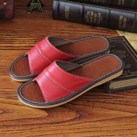 Genuine Leather Slippers Unisex Indoor Home Shoes Women Flat 2022 Classic Sewing House Slippers Woman Leather Shoes