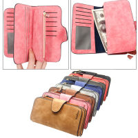 ID Holder Fashion Wallet Casual Money Bag Matte Leather Purse Womens Clutch Zipper Wallet Credit Card Holder