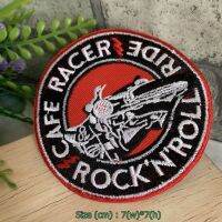 Cafe Rock and Roll ตัวรีดติดเสื้อ อาร์มรีด อาร์มปัก ตกแต่งเสื้อผ้า หมวก กระเป๋า แจ๊คเก็ตยีนส์ Racing Embroidered Iron on Patch