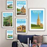 การ์ตูนที่มีชื่อเสียง World อาคาร Nordic ภาพวาดผ้าใบ-Gloucestershire Broadway Wall Art โปสเตอร์และพิมพ์สำหรับตกแต่งบ้าน