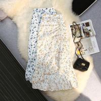 COD DSTGERTERERE 【SportsSpace】Chiffon Floral Irregular Fishtail Skirt 2022 Summer New High Waist Slimming Printed Pleating Design Skirt