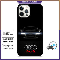 Audis Black Car Phone Case for iPhone 14 Pro Max / iPhone 13 Pro Max / iPhone 12 Pro Max / XS Max / Samsung Galaxy Note 10 Plus / S22 Ultra / S21 Plus Anti-fall Protective Case Cover
