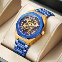 ZZOOI New Mens Watch New Luxury Business Watch Men Waterproof Blue Gold Dial Watches Fashion Male Clock Wrist Watch Relogio Masculino