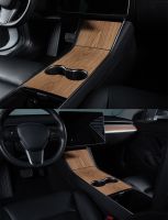 Car Central Control Black / Wood Grain Patch Film Panel Protective Stickers For Tesla Model 3/Y Accessories Interior Styling