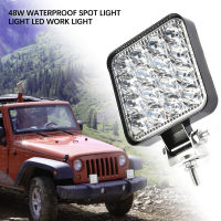 12V-24V กันน้ำ Led Work Light Bar Square Spotlight 48W ไฟหน้าสำหรับรถบรรทุก Off Road Night Driving Light สำหรับ SUV