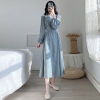 AimeiBeauty R literary floral round neck tie maxi dress