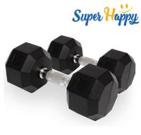 ?ดัมเบลยกน้ำหนัก? ดัมเบลหกเหลี่ยมหุ้มยางอย่างดี รุ่น Hex Rubber Dumbbell 4 ก.ก. (1 ข้าง) ?️