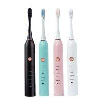 ✕▫✠ Rechargeable Electric Toothbrush Black White Sonic Remove Tartar Oral Hygiene IPX7 Waterproof with Replacement Head Gift Aldult