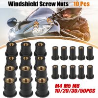 Motoforti M4 M5 M6 Motorcycle Windshield Windscreen Screws Bolts Nut 10/20/30/50pcs Universal Rubber Well Nuts Fastener Screw