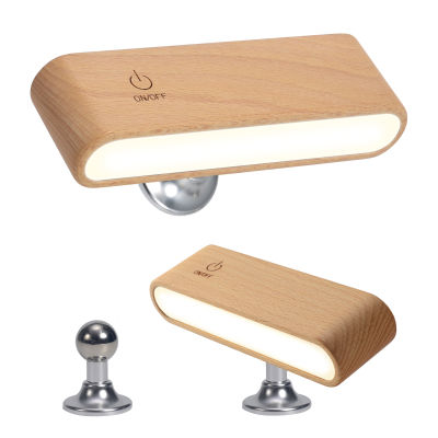 LED Beech Wood Magnetic Rechargeable Night Lights 360° Rotatable Portable Black Walnut Bedroom Wall Bedside Reading Table Lamp