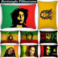 สี่เหลี่ยมผืนผ้าหมอน Reggae เพลง Bob Marley ด้านเดียวพิมพ์โพลีเอสเตอร์โซฟาเบาะครอบคลุมตกแต่งบ้าน (Coreless)