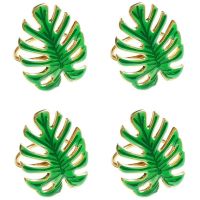 A Set of 4 Napkin Rings, Green Leaf Napkin Holder, Can Be Used for Dinner, Wedding, Family Party or Daily Use