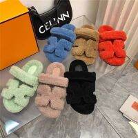 2023 Winter New AMS herr mesˉ Flat Bottom Second Uncle Fur Slippers Necessary for Home, Bedroom Travel, Versatile slides womens shoes