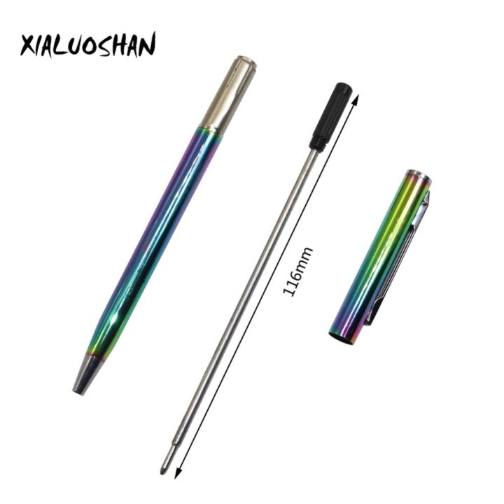 2pcs-set-colorful-rainbow-ballpoint-pen-stainless-steel-metal-stationery-lightweight-portable-writing-supplies