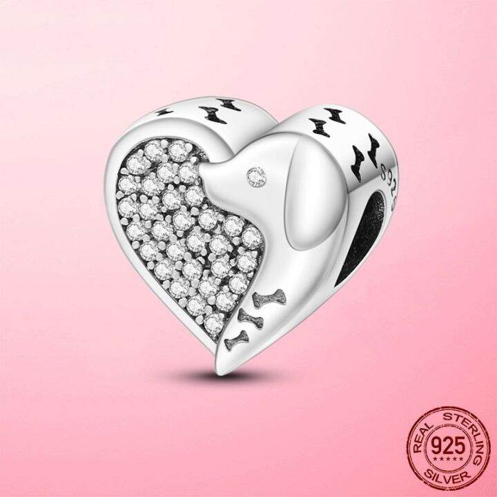 925-silver-charm-dog-love-bones-heart-shape-cz-beads-fit-mula-charms-bracelet-silver-925-original-bracelet-jewelry