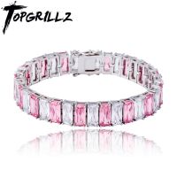 TOPGRILLZ สร้อยข้อมือ10มม. ใหม่โซ่สร้อยข้อมือคิวบาเย็นออกเพชรสังเคราะห์ฮิปฮอปของขวัญเครื่องประดับแฟชั่นร็อคสำหรับผู้ชายผู้หญิง