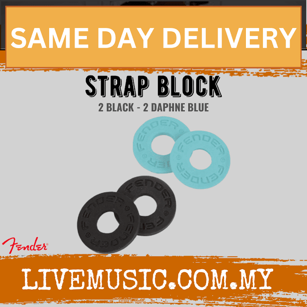 Fender Guitar Strap Blocks 4 Pack, 2 Black / 2 Daphne Blue Lazada