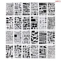 24pcs/set Journal Borders Drawing Template Ruler Stencil Painting Board DIY Album Decoration Tool Y98A