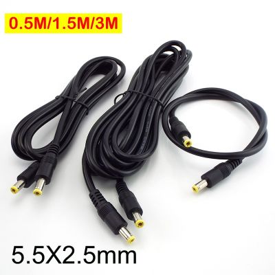 12V DC Power Cable Male To Male Connector 5.5mm X2.5mm Plug Cord Adapter Extension Wire For PC Laptop Power Supply 0.5m/1.5m/3m  Wires Leads Adapters