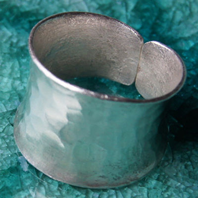 Smooth ring Thai Karen hill tribe silver hand made Size 6,7,8,9.5 Adjustable ของขวัญแหวนเรียบไทยเงินแท้ งานเงินแท้ หน้ากว้าง 16 มม.ขนาดปรับได้
