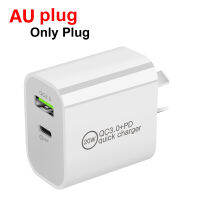 20W fast charging USB-C USB charger suitable for EUUSAAustraliaUK plugs suitable for Xiaomi Huawei Samsung PD charger QC3.0 d