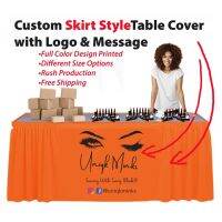 Personalized Table Cloth Skirt with Logo or Brand Name Printed in Full Color for Trade and Craft Show Wedding Banquet Vendor