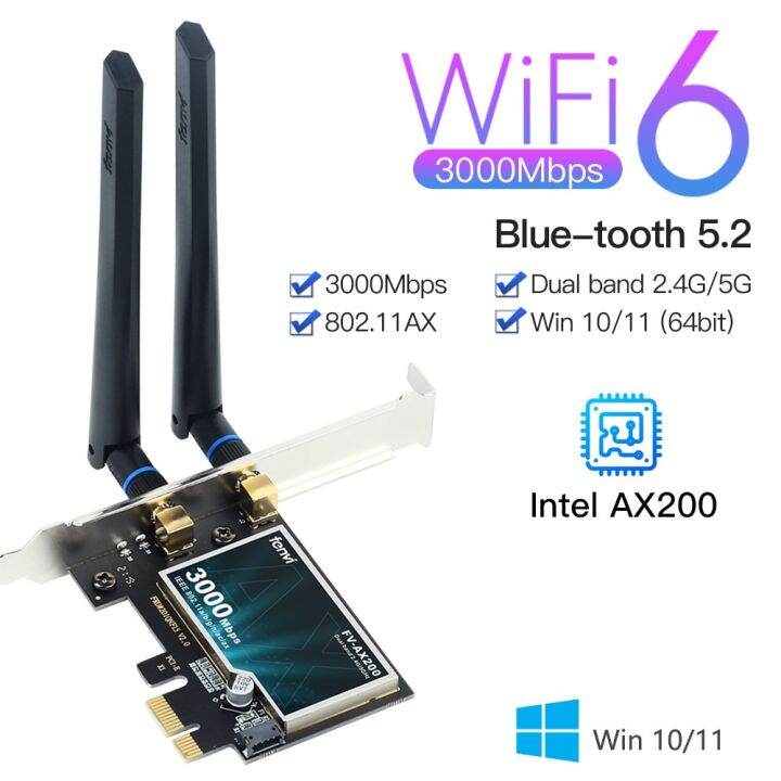 3000mbps Wifi 6 Wireless Intel Ax200 Desktop Pcie Wifi Adapter Bluetooth 5 2 802 11ax Dual Band