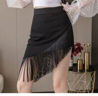 【CW】 Tassel elastic for women elegant miniskirt fashionable short skirt hip  high waist hot pleated