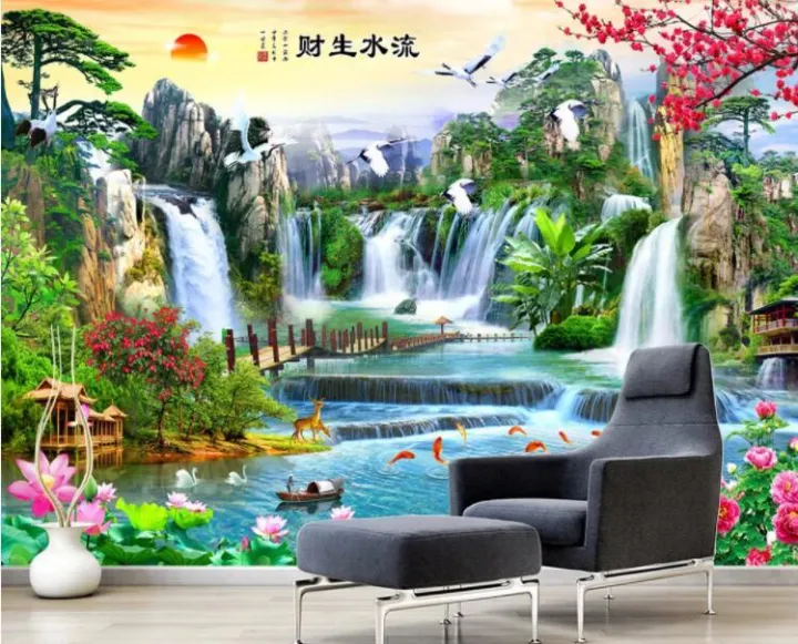 3D Wallpaper mural Chinese Style Landscape Wall Print Decal Wall Deco  Indoor Outdoor wall Murals Wall Sticker Removable Wallpaper murals | Lazada  Singapore