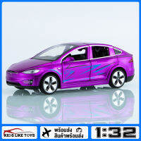 KLT Scale 1:32 เทสลารุ่น X ของเล่นโลหะผสมรถยนต์รุ่น Diecast ยานพาหนะสําหรับเด็กผู้ชาย 3 ถึง 5 ปี 7 ถึง 12 ปีการจําลองแสงเสียงของขวัญคอลเลกชันงานอดิเรก