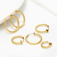 【YF】 1Pair Stainless Steel Classic Round Shape Ear Clips Fake Hoop Earrings for Women Without Holes Clip Earring Jewelry Making