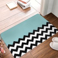 [A VOGUE] สีดำสีขาว ZigzagDoormat พรมปูพื้นพรมเสื่อ Footpad โพลีเอสเตอร์ไม่ลื่นทนทาน CorridorBedroom ระเบียงห้องน้ำ