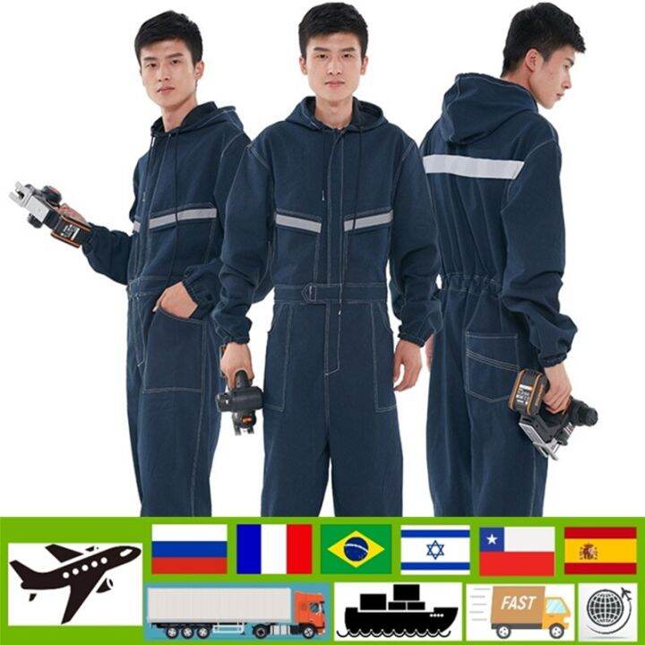 Reflective Denim Work Uniform Flame Retardant Welding Clothes Jumpsuit ...