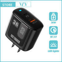 YLV [ประกัน 1ปี] COD พร้อมส่ง หัวชาร์จ Fast Charger QC 3.0 36W หัวชาร์จเร็ว หัวชาร์ทไฟ สมาร์ทชาร์จสำหรับ Type-c USB พอร์ตชาร์จไว ที่ชาร์จแบต iPhone/iPad HUAWEI P30/XiaoMI