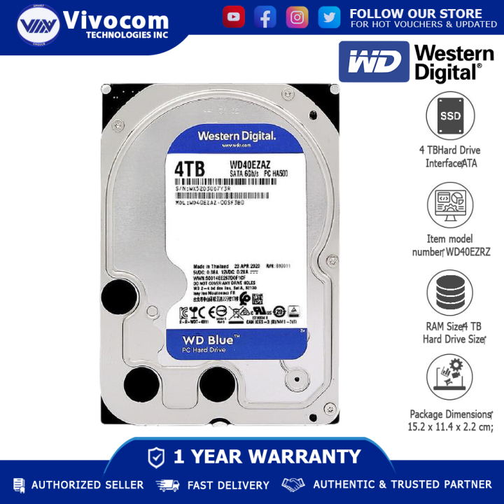Western Digital WD Blue 4TB Desktop Hard Disk Drive - 5400 RPM SATA 6Gb ...