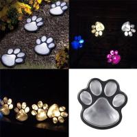 4 Solar Cat Animal Paw Print Lights LED Solar Lamps Garden Outdoors Lantern LED Path Decorative Lighting Footprints Lamp