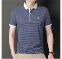 2023 New Fashion Hazzys Polo Shirt Mens Short Sleeved T-shirt Summer New Striped Lapel Casual Half Sleeve Polo Shirt Tops