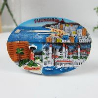 {6shop Department Store} Fuengirola ตู้เย็นเรซิน3D ที่สร้างสรรค์ทำด้วยมือแม่เหล็กตู้เย็นของที่ระลึกสำหรับนักท่องเที่ยวการตกแต่งบ้านตกแต่งสติกเกอร์แม่เหล็ก