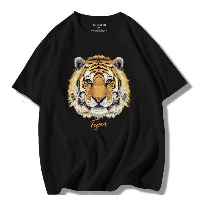 Summer Men T-Shirts Tiger Print Cotton Vintage Big Size Tee Mens Clothes Short Sleeve Streetwear Women T Shirt Free Shipping